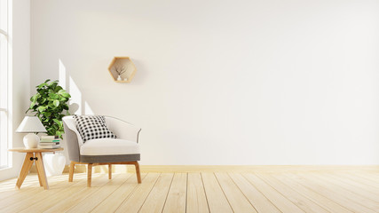 Interior poster mock up living room with colorful white sofa . 3D rendering.