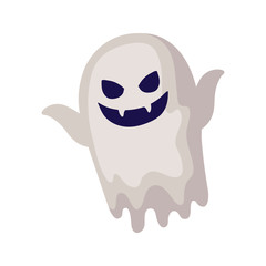 spooky halloween ghost on white background