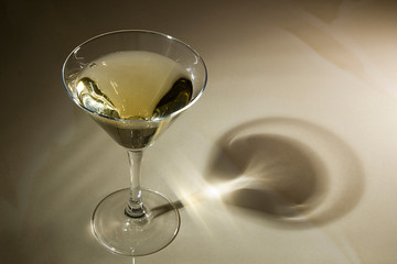 Martini glass on a bar counter