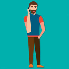 man on the phone isolated vector illustration 