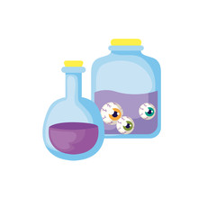 scene of graveyard tombstone with icons halloween