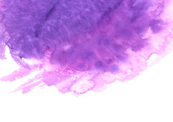 Purple-pink watercolor brush stoke on white backgroud.