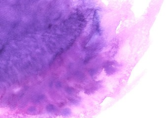 Purple-pink watercolor brush stoke on white backgroud.