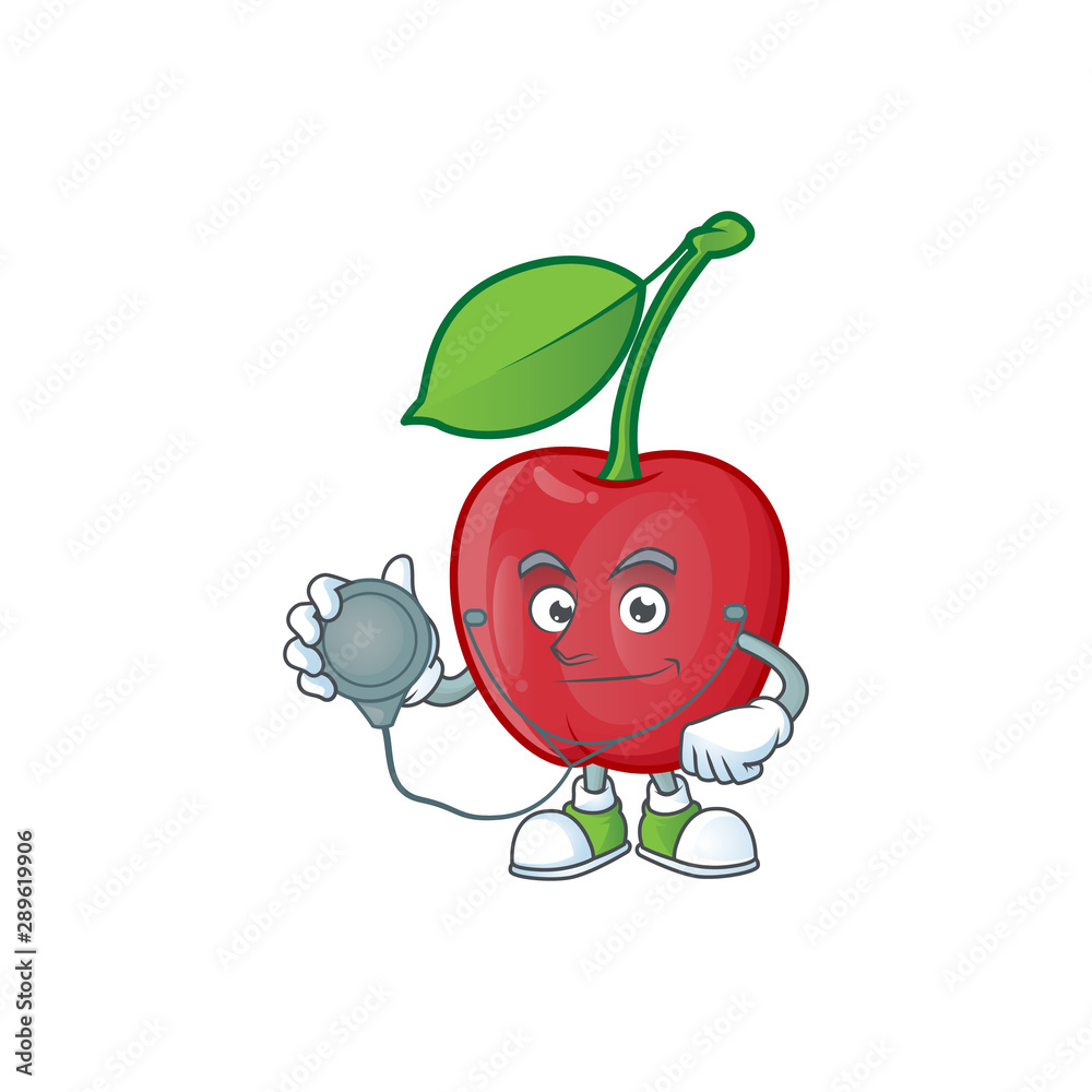 Poster Doctor bing cherries isolated mascot in character