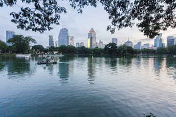 Evening view of a park in Bangkok