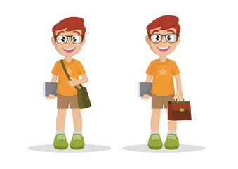  boys with school bags.,