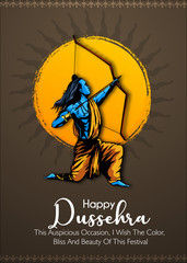 Dussehra festival sale banner or poster design Lord Rama killing Ravana in Navratri festival of India Happy Dussehra celebration