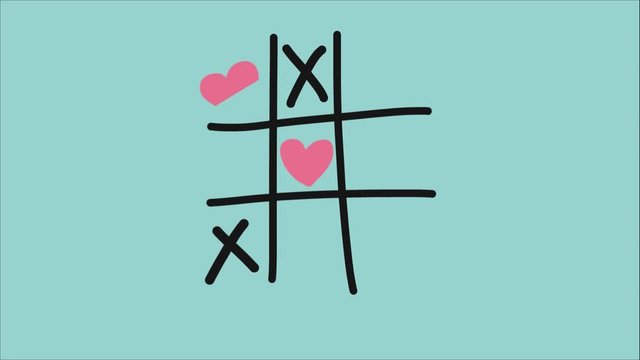 Heart xo tic-tac-toe game pastel tone