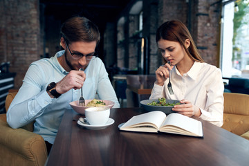 young couple in cafe