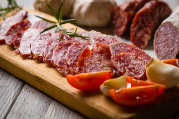 Cured pork and beef sausages