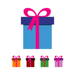 gift box logo vector with ribbon and celebration element