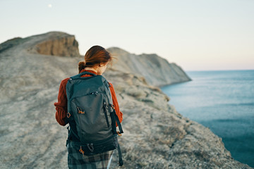 hiker on the top of mountain