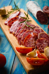Cured pork and beef sausages