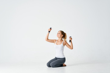 young woman doing fitness exercise