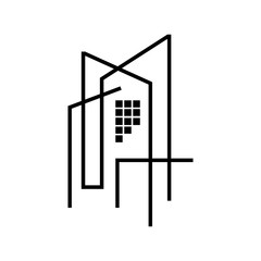 Modern house Real estate Apartment flat line building logo Vector icon