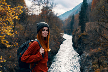 young woman in winter forest