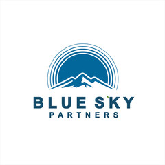 Blue Sky Mountain Logo Design Vector Illustration Template Idea