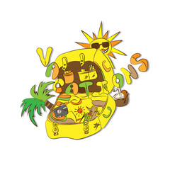 Suitcase for vacation. Hand-drawn illustration