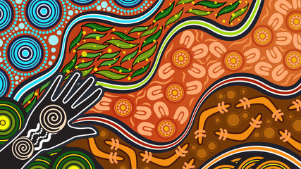 Naklejka premium Illustration based on aboriginal style of background.