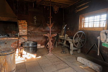 Fototapeta na wymiar Old workshop interior. Nizhnaya Sinyachikha