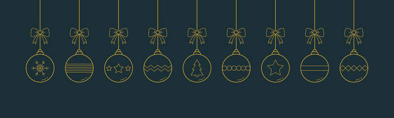 Hanging Christmas balls. Banner with decorations. Banner. Vector