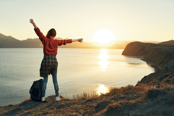 Fototapeta premium man with open arms raised