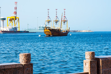 ship in the blue sea of muscat