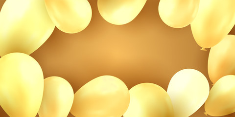 Balloons party birthday. Colorful vector realistic banner. Gift flyer, balloons poster.