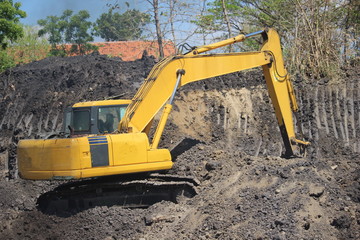 construction machinery is working on road projects and building structures