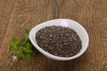 Dietary Chia seeds in the bowl