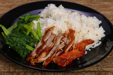 Rice with roasted duck breast