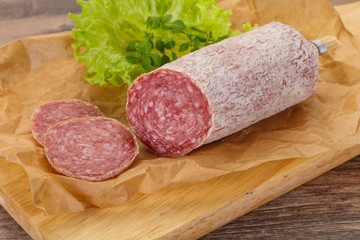 Italian dry Saliami pork sausage