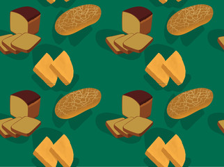 Bread Kind Borodinsky Bammy Tiger Green Background Seamless Wallpaper