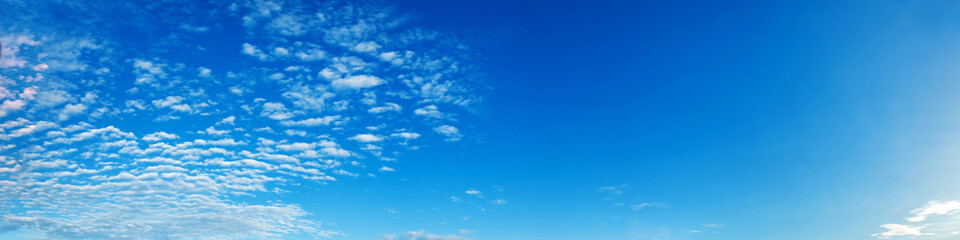 Panorama sky with cloud on a sunny day. Beautiful cirrus cloud. Panoramic image.