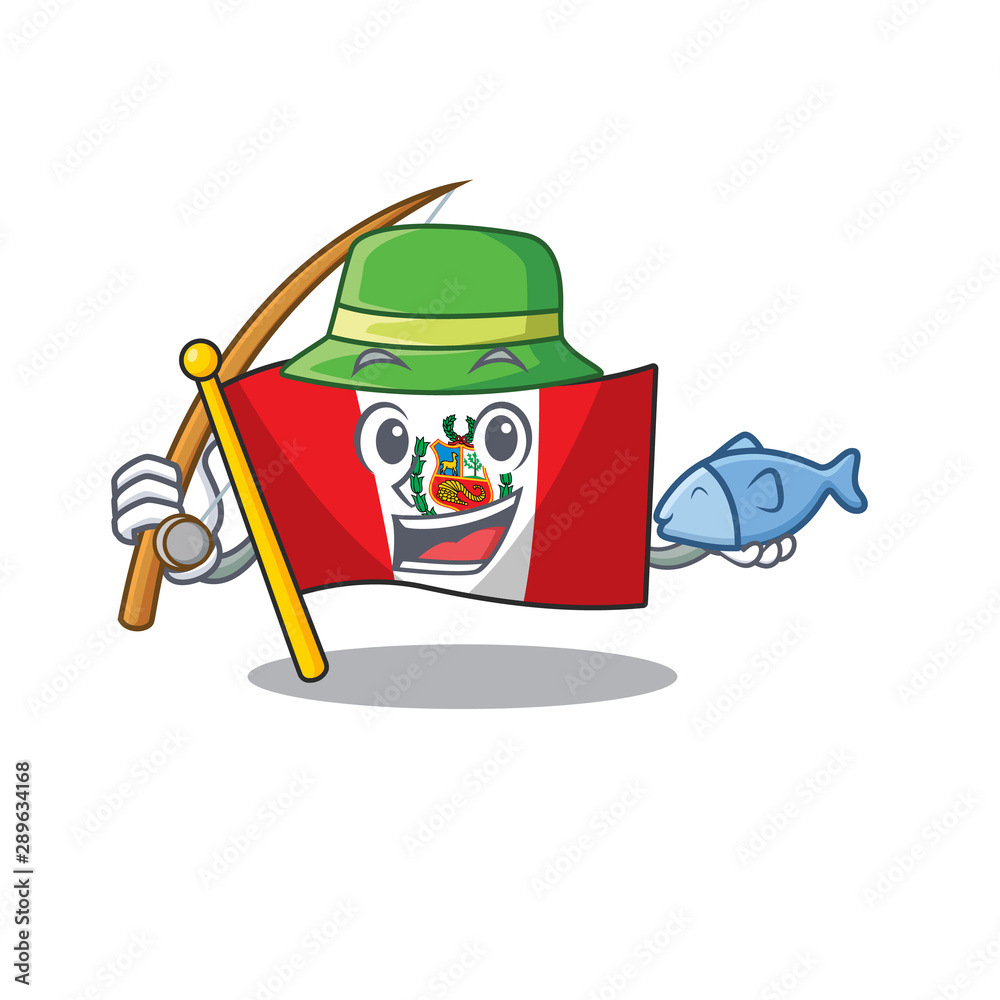 Canvas Prints fishing peru cartoon flag attached to wall mascot