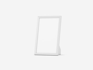 White photo frame mockup isolated on gray background