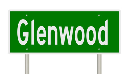 A 3d rendering of a green road sign for Glenwood