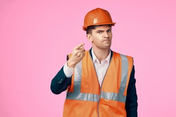 construction worker with mobile phone