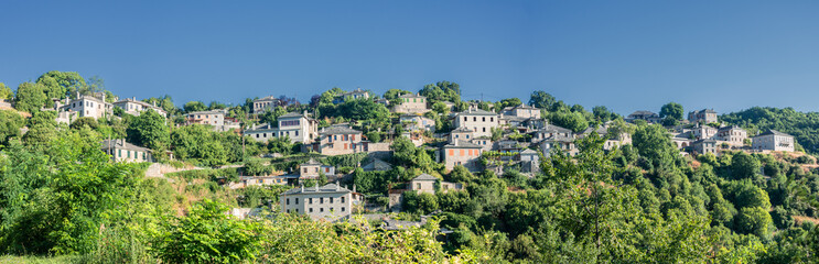 Obraz premium Monodendri village, one of the most beautiful picturesque villages in mountainous Greece. Situated in Zagori region, Ioannina, Epirus, Greece, Europe. 