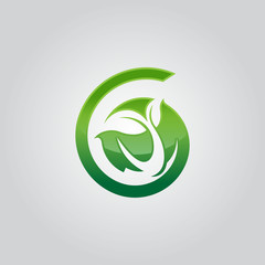 circle green leaf ecology nature element vector icon. leaf logo and abstract organic leaf logo