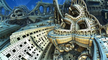 Abstract background, fantastic 3D structures, fictional background.