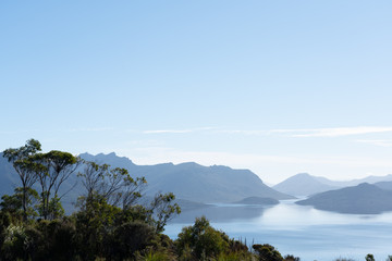 Fototapeta na wymiar Lake Pedder from Red Knoll Lookout, Tasmania