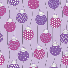 Beautiful seamless Christmas baubles vector pattern background.