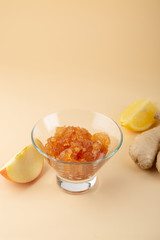 Apple confiture with ginger close-up, food