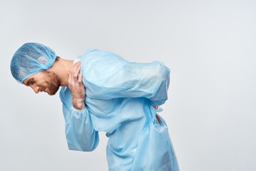 man with bottle of water isolated on white