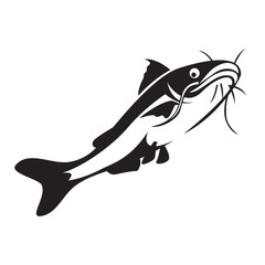 Swimming up catfish bottom view logo design inspiration