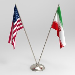 US flag and Iran flag