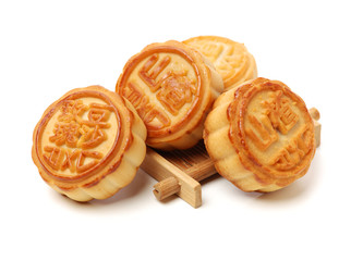 Mid-Autumn Festival moon cake on white background
