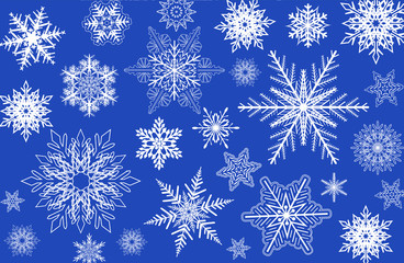 Snowflakes winter background, christmas snowflakes vector pattern.