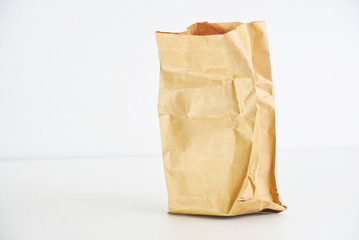 Wrinkle recycle shopping bag on white background.